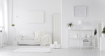 living room with white furniture