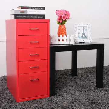 Qoncept Furniture Harper 5-Layer Metal Organizer Filing Cabinet with Big Bottom Drawer