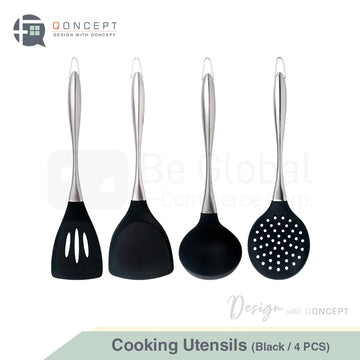 QONCEPT HOMEWARE Silicone Kitchen Cooking Utensils (Set of 4)