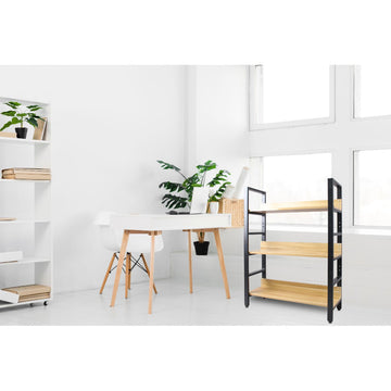 Qoncept Furniture Woody Wooden Shelves 3-Layer Multi-Functional Metal Frame Shelf