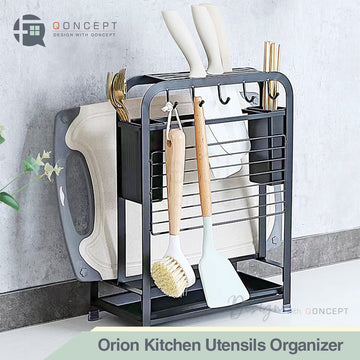 QONCEPT HOMEWARE Orion Kitchen Organizer with Utensils Holder and Base Tray