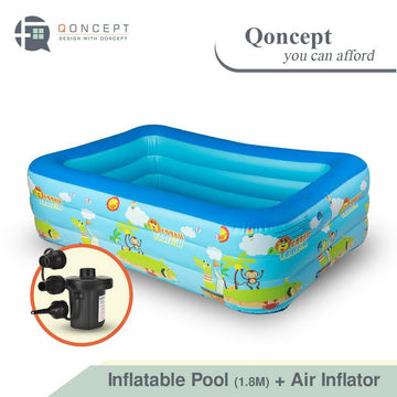 QONCEPT HOMEWARE Inflatable Swimming Pool for Kids and Air Inflator