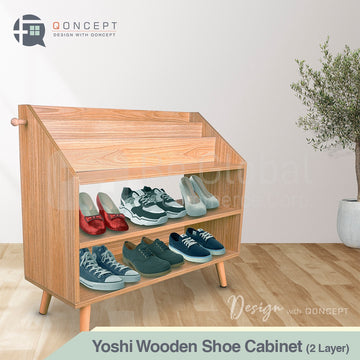 Qoncept Furniture Yoshi Wooden Shoe Rack Cabinet Organizer