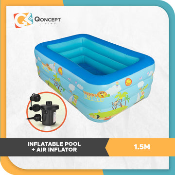 QONCEPT HOMEWARE Inflatable Swimming Pool for Kids and Air Inflator