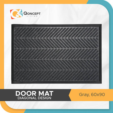 QONCEPT HOMEWARE Heavy Duty Door Mat - Diagonal Gray