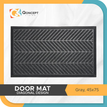 QONCEPT HOMEWARE Heavy Duty Door Mat - Diagonal Gray