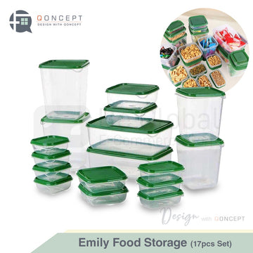 QONCEPT HOMEWARE Emily Food Storage Containers 17pcs Set / Transparent Durable Food Container