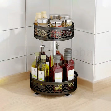 QONCEPT HOMEWARE Omega 2-Layer Multi Purpose 360 Degrees Rotating Kitchen Rack