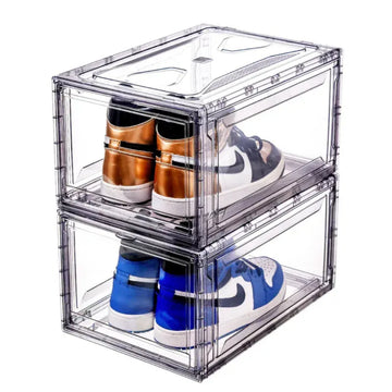 QONCEPT HOMEWARE Sneaker Wars Premium Magnetic Clear Stackable Acrylic Shoe Box - Set of 5