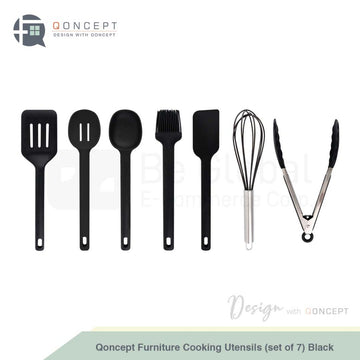 QONCEPT HOMEWARE Silicone Kitchen Cooking Utensils (Set of 7)