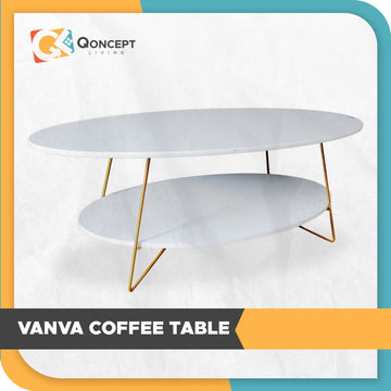 Qoncept Furniture Vanya Round Coffee Table with Metal Stand 120cm