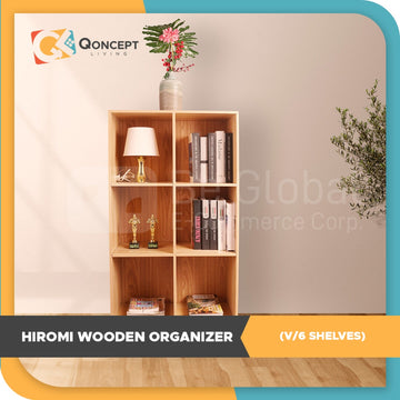 Qoncept Furniture Hiromi Wooden Shelves Organizer 6 Shelves Vertical (64x30x120)