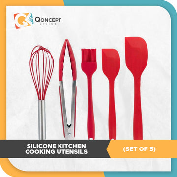 QONCEPT HOMEWARE Silicone Kitchen Cooking Utensils (Set of 5)