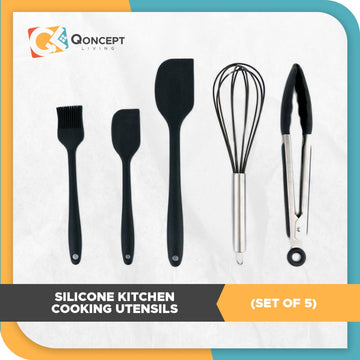 QONCEPT HOMEWARE Silicone Kitchen Cooking Utensils (Set of 5)