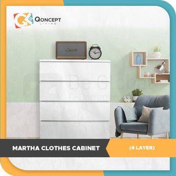 Qoncept Furniture Martha Minimalist Wooden Chest Drawer (Malm Inspired)