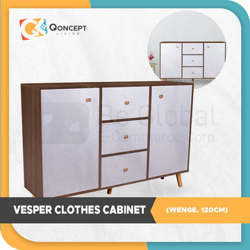 Qoncept Furniture Vesper Space Saver Wooden Clothes Cabinet with Drawer 120cm