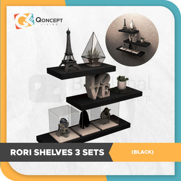 Qoncept Furniture Rori Wooden Hanging Shelves - Set of 3