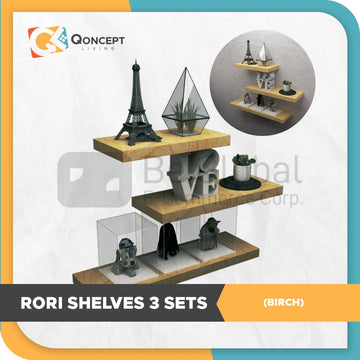 Qoncept Furniture Rori Wooden Hanging Shelves - Set of 3