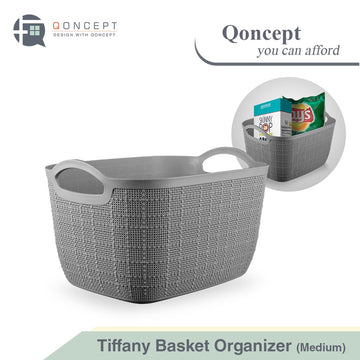 QONCEPT HOMEWARE Tiffany Basket Organizer Multi-Purpose Plastic Organizer Kitchen and Pantry Basket