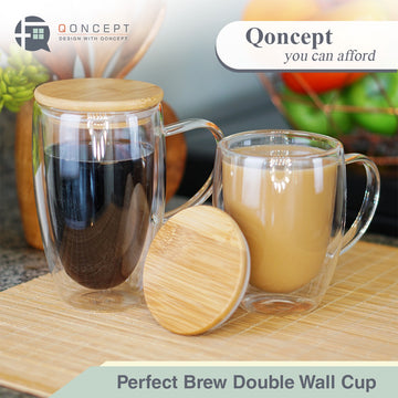 QONCEPT HOMEWARE Perfect Brew Double Wall Heat Resistant Cup