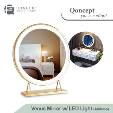 QONCEPT HOMEWARE Venus Beauty Mirror with LED 40cm Tabletop Vanity Round Mirror