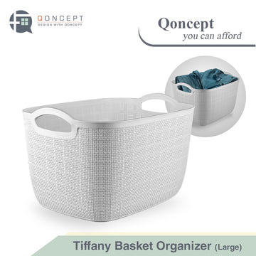 QONCEPT HOMEWARE Tiffany Basket Organizer Multi-Purpose Plastic Organizer Kitchen and Pantry Basket