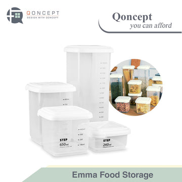 QONCEPT HOMEWARE Emma Food Storage Containers 240ml/650ml/1000ml/1800ml